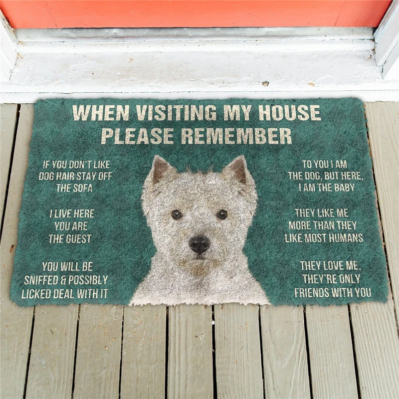 Please Remember Boston Terrier House Rules Custom Doormat Decor Print Carpet Soft Flannel Non-Slip Doormat for Bedroom Porch