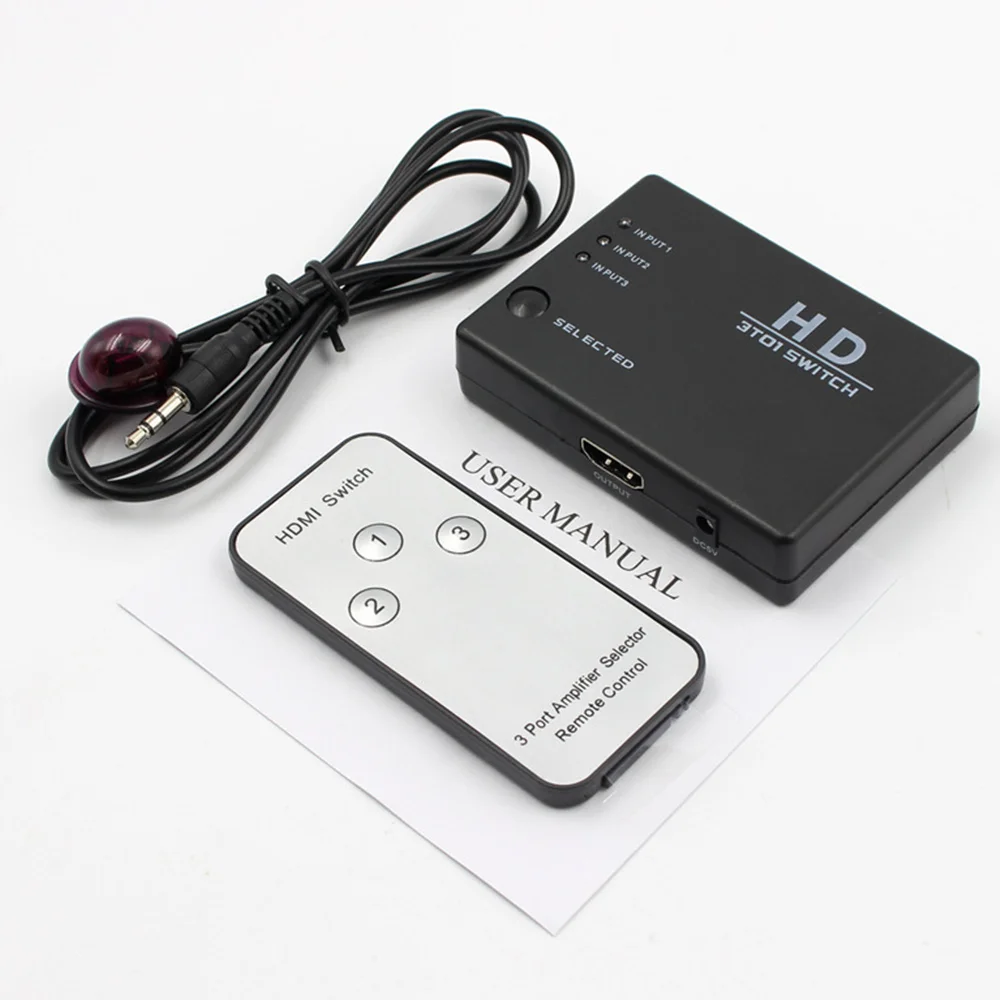 3 в 1 переключатель порта концентратор коробка Авто 3x1 HDMI сплиттер 1080p HD 4 с пультом