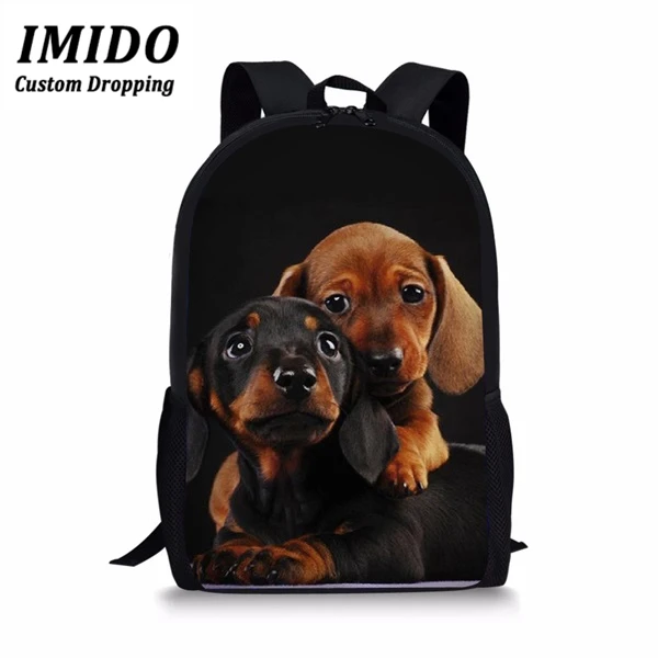 

IMIDO Black Dachshund Dog Printed Backpack for Teenager Girls Student Schoolbag Kids Primary Schoolbags Child Mochila Bag 2019