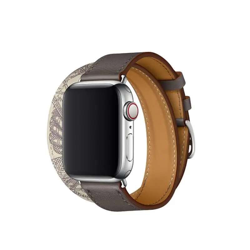 Серия 5/4/3/2/1 Double Tour удлиненные кожаный ремешок для наручных часов Apple Watch браслет для наручных часов iWatch 38 мм 42 мм 40 мм 44 - Цвет ремешка: Etain Beton