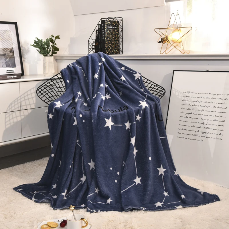 LREA blue stars одеяло из кораллового флиса плед для постельных принадлежностей или дивана путешествия be usd бросок осень и лето