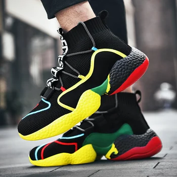 

2020 New Spring Fashion Yellow Sock Shoes Men Platform Comfort Loafers Shoes High Top Mens Casual Sneakers Zapatillas De Deporte