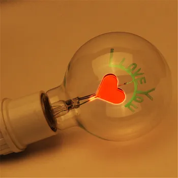 

CLAITE E27 3W Edison Bulbs I Love You Shaped Decorative Light Bulb 220V Tungsten Filament
