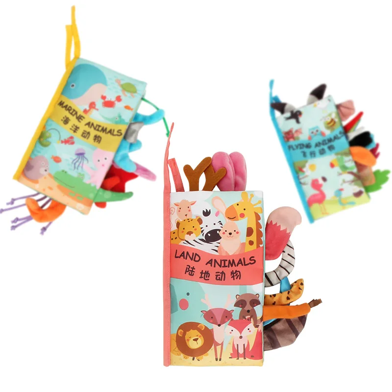 

Baby Rattles Mobiles Toy for Newborns Soft Animal Tails Cloth Book Stroller Hanging Toy for Baby Early Learning Educational Toys