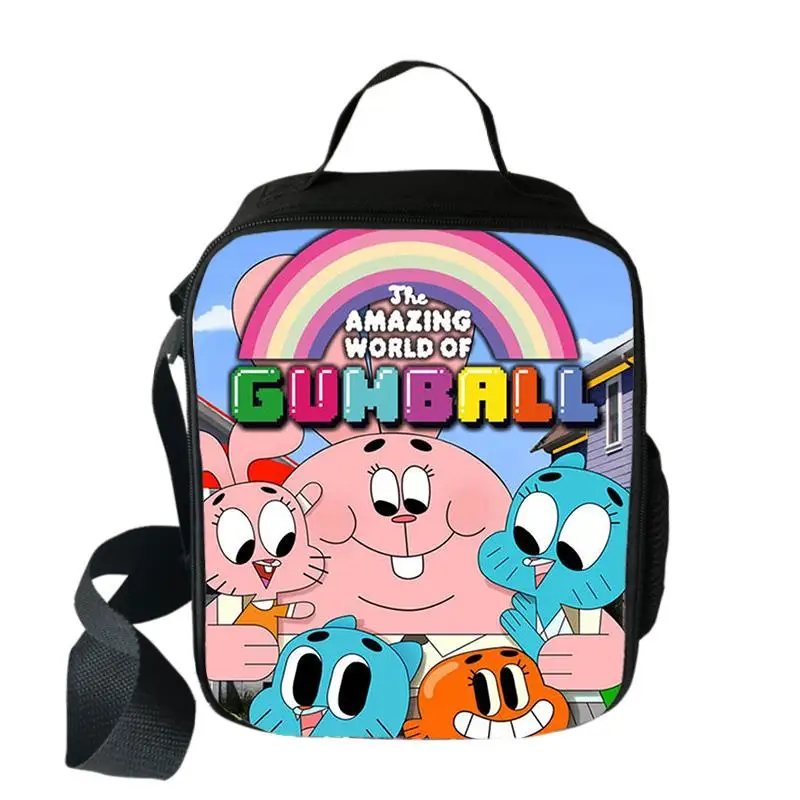 Удивительный мир Gumball школьная сумка для мальчиков и девочек, сумка для ланча, красочная сумка для пикника для женщин и мужчин, Ланч-бокс