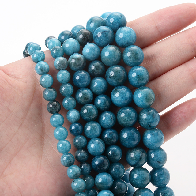 Stone Beads Blue Apatite Beads Round Loose Spacer Bead for Jewelry Making DIY Charm Bracelet Accessroies 6/8/10mm