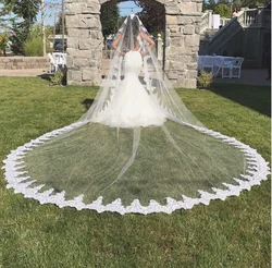 White, ivory 3 Meters Lace Edge Bridal Veil One Tier Cathedral Wedding Veil with Comb nagerian weding lace Vail