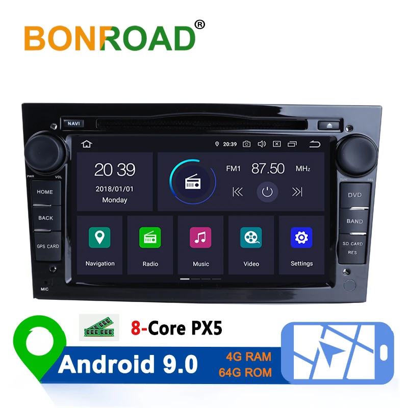Top Bonroad 2Din 7" Android 9.0 Car Multimedia Player For Opel Astra Vectra Antara Zafira Corsa Radio GPS Navigation 8 Core 0