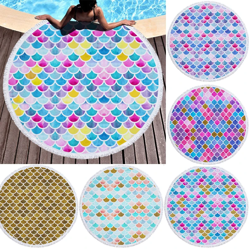 Outdoor Camping Mat Summer beach towel Fish Scale Plaid Beach Towel Cotton yoga mat Tapestry Picnic Blanket toalhas de banho |