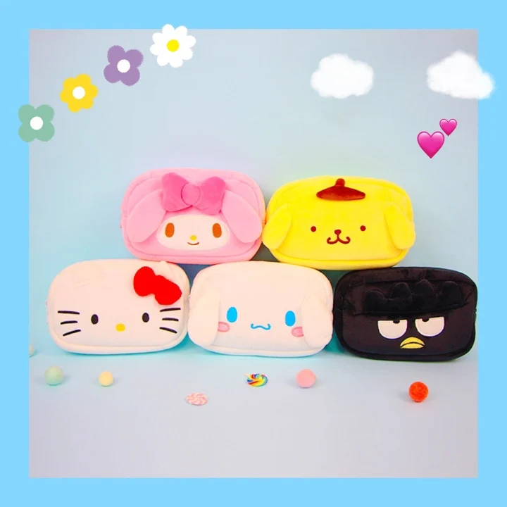 Cartoon Hello Kitty My Melody Cinnamoroll Pompompurin BadBadtz-maru Cosmetic Bag Storage Toiletry Bag Makeup Bag Pencil Case