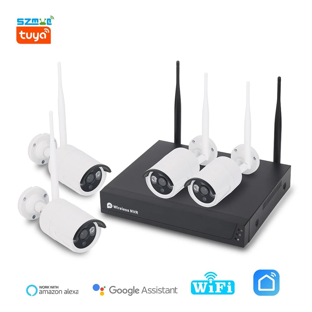Tuya NVR 4CH Security Camera System Audio Record AI