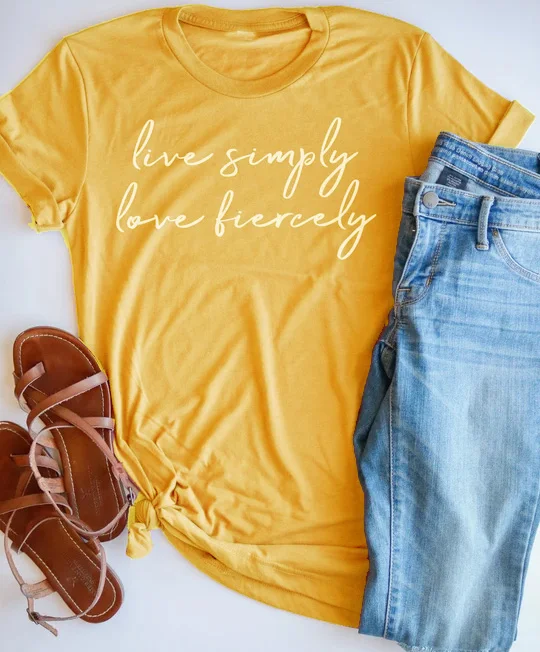 

Live Simply Love Fiercely Tee slogan women fashion relgion Christian baptism Inspirational cotton casual t shirt hipster tops