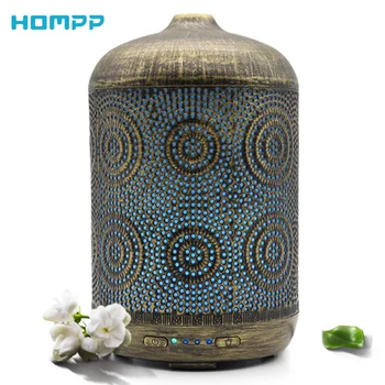 

Metal Essential Oils Diffuser Aromatherapy Machines 250ml Bronze Air Humidifier 7 Colors Night Light Auto Shut Off Timer Office