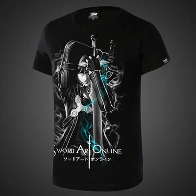 Новая футболка Sword Art Online, аниме Асада шино Кирито, Мужская футболка, летние свободные хлопковые топы с коротким рукавом