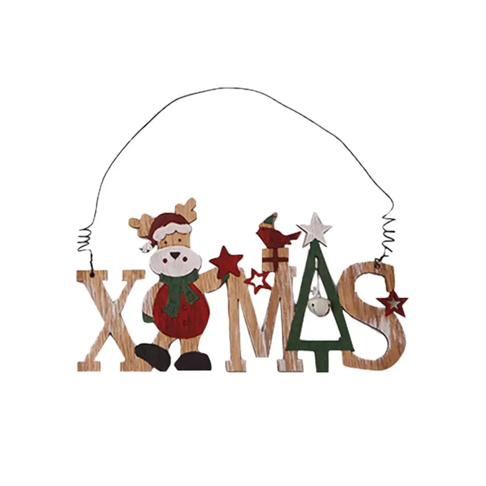 X 1PCS 2 шт рождественские украшения Merry Christmas деревянные ажурные буквы инновационные Рождественские Подвески для шкафа для домашнего украшения - Цвет: X 1PCS