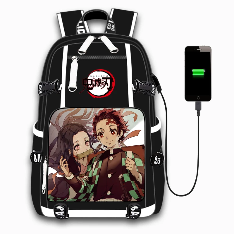 Сумки для ноутбука с зарядкой от usb, аниме, Demon Slayer: Kimetsu no Yaiba, Школьный Рюкзак Для Путешествий, сумка для книг, рюкзак для подростков, студентов, мужчин - Цвет: Style-4