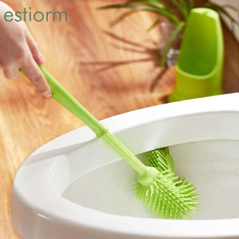 

No Dead Corner TRP Silicone Toilet Brush Set Soft Bristle Long Handle Toilet Wc Brush With Holder Bathroom Cleaning Brush tools