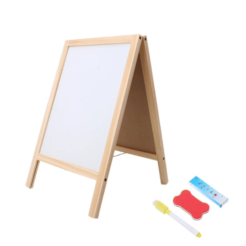 

Mini Wooden Tripod Blackboard Small Double Easel Message Board Whiteboard LX9A