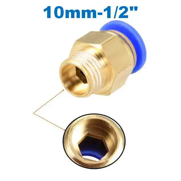 5PCS Air Pneumatic 10mm Hose Tube 1/2&quotBSP Male Thread Pipe Connector Quick Coupling Brass Fitting | Обустройство дома