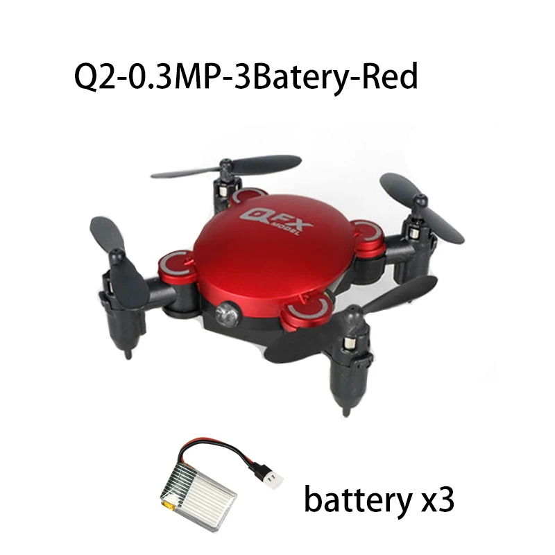 Q2 мини Квадрокоптер WiFi fpv RC складное селфи яйцо-Дрон с 0.3MP камерой 2,4G отношение держать RC карманная игрушка мини гоночный Квадрокоптер - Цвет: 0.3MP-3B-Red