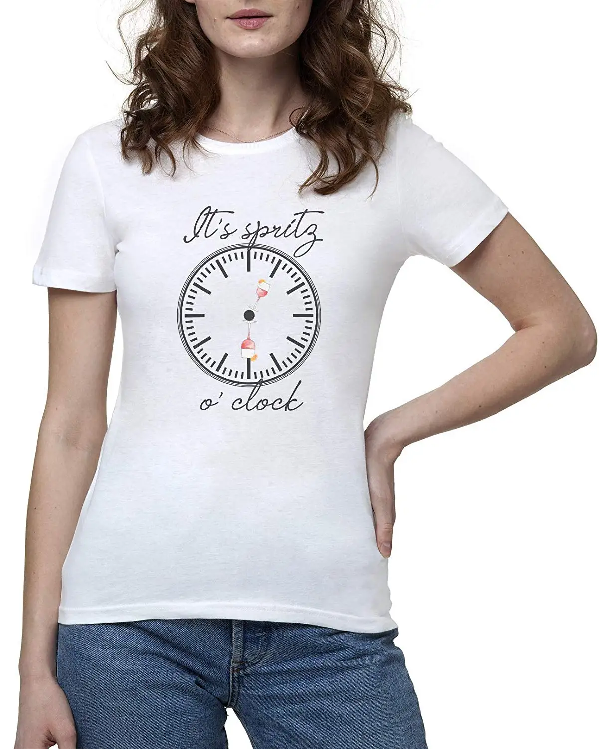 Its Spritz o Clock Aperol Damen Weis T-Shirt Women's Tshirt T Shirt | Женская одежда