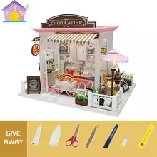 Сборный строительный песочный Кукольный дом деревянный DIY Модель какао "s фантастические идеи кукольный домик мебель для дома Minature подарок на день рождения C007