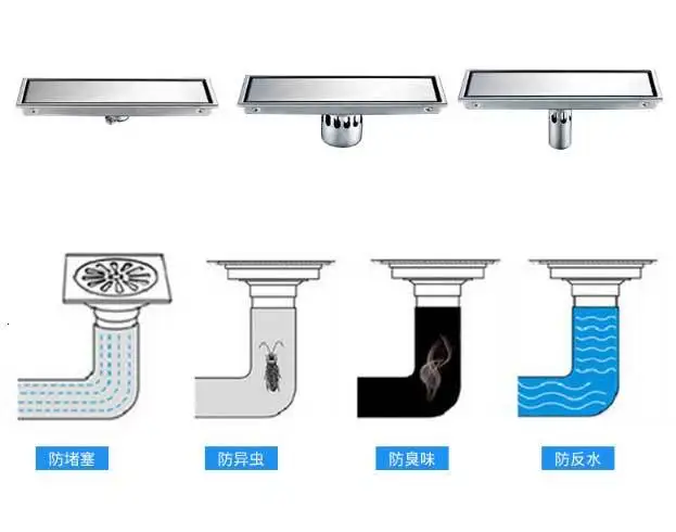 Pipe floor drain 300mm SUS304 stainless steel deodorant type shower soil drain line