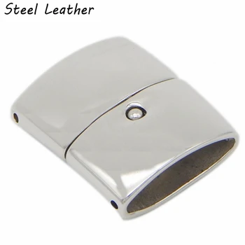 

20pcs/lot custom logo hole:10*4.7mm stainless steel Flat Strong Magnetic Clasp Flat Leather Cord Bracelet Making Jewelry Finding