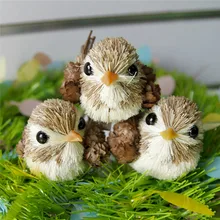 Рождественская елка, искусственные Висячие птицы, орнамент ручной работы, птицы с зажимом, искусственный воробей, искусство, ремесла, садовые украшения