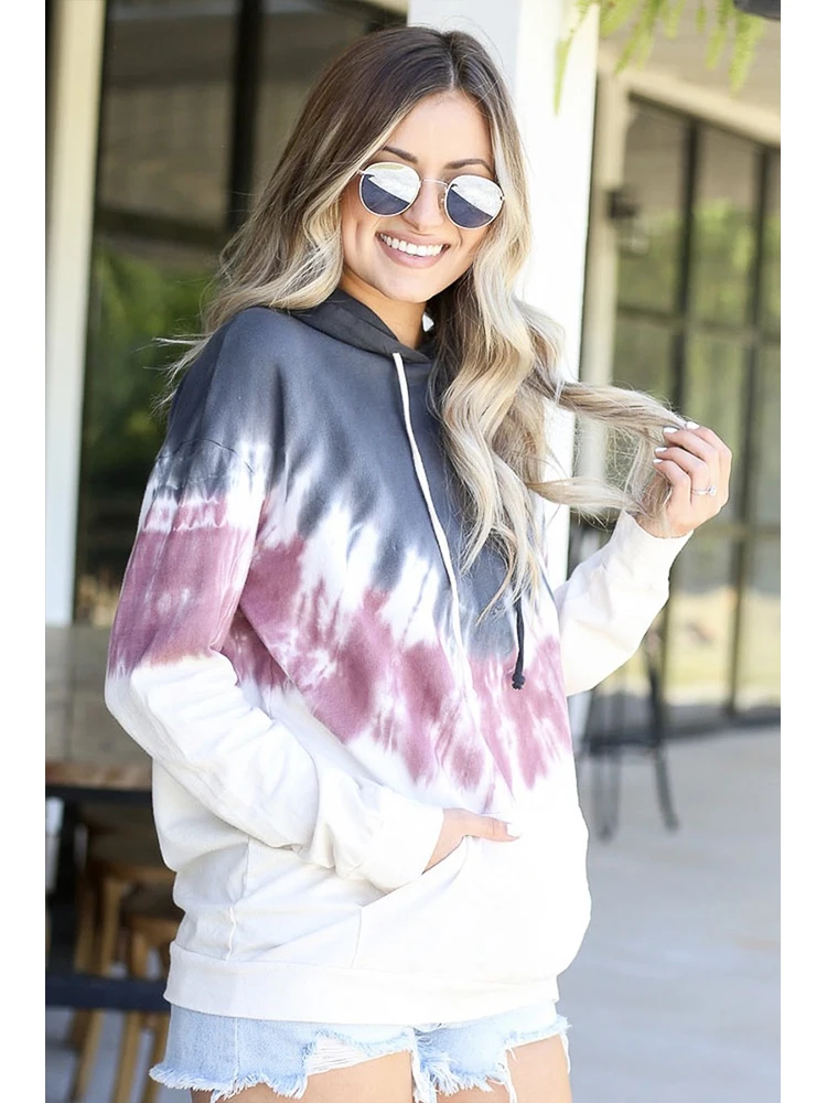 Tie Dye Long Sleeve Sweatshirt Hoodies Women Bts Bangtan Print Pullovers Hoodies Aesthetic Polyester Regular Women Clothing 2020