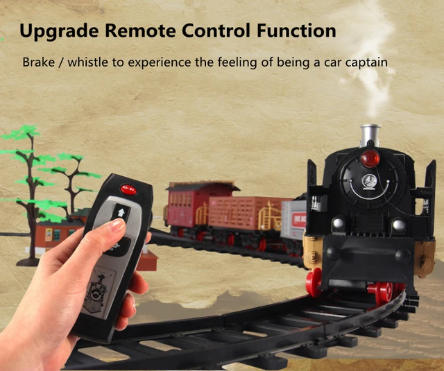 High Simulation Steam spray 2.4G RC Steam Train 666CM Large Track Railway DIY Assembly RC Toy Sound Smoking Effect Train  Tracks