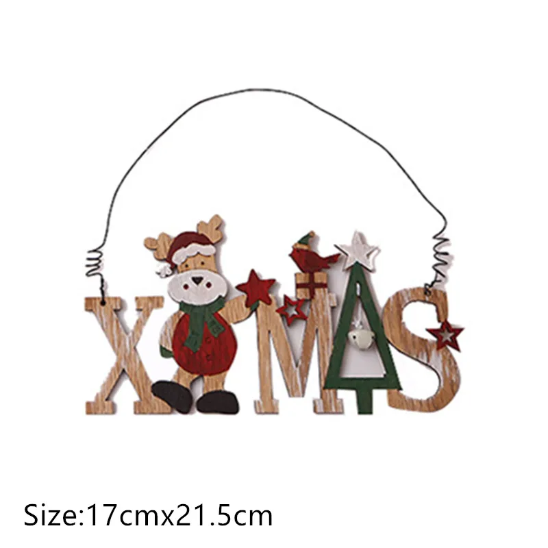 1pc-30-Xmas elk Рождественский Деревянный DIY кулон Noel гирлянды фигурные рождественские украшения для дома Natal Navidad дерево декор подарки на год - Цвет: 1pc-30-Xmas elk