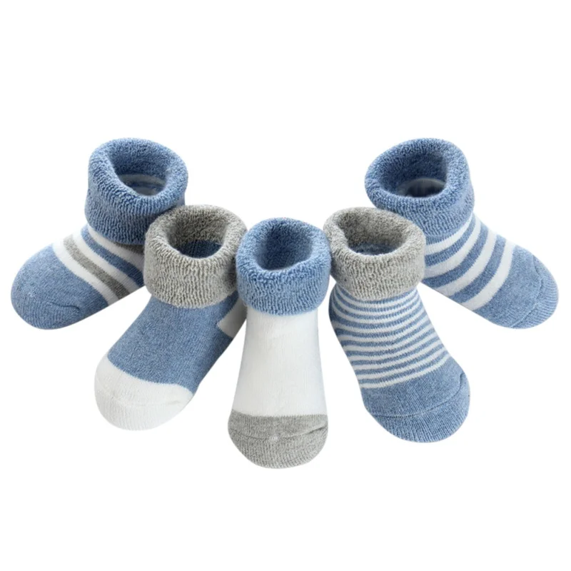 5 пар детских носков ярких цветов для маленьких мальчиков и девочек, хлопковые теплые нескользящие носки-тапочки гетры