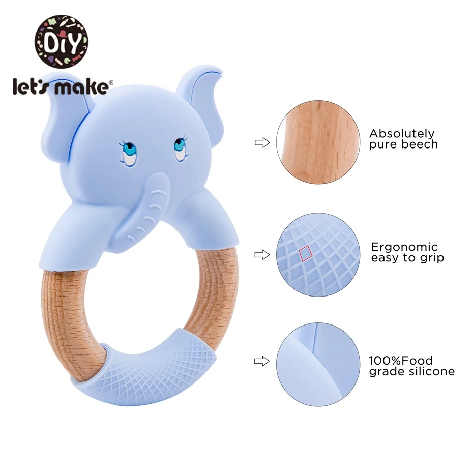 Let's Make/1 шт. детский силиконовый Прорезыватель для зубов, мультяшный Прорезыватель в форме слона, игрушка из бука, кольцо для младенцев, удобные Игрушки для малышей, Прорезыватель для зубов