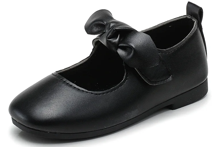 Черный Spring and Autumn New Girls Princess Shoes Bow Girls Shoes Square Mouth Fashion Small Shoes Girls Show Shoes - Цвет: Черный