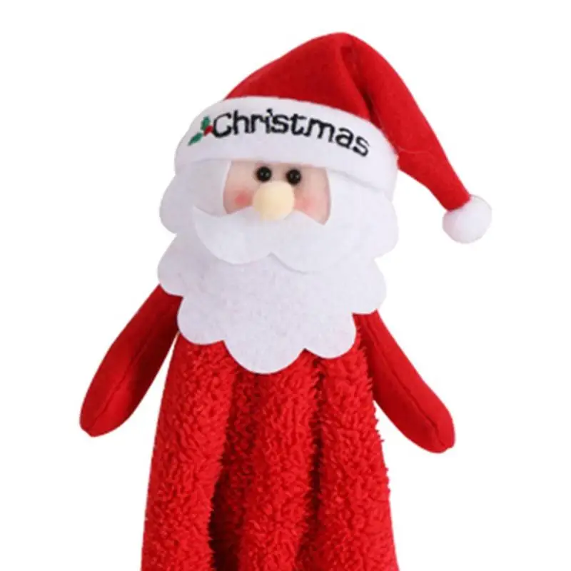 Милое полотенце для рук с мультяшном принтом Санта Клаус Снеговик вышивка ручная ткань Рождественская впитывающая салфетка Новогоднее украшение
