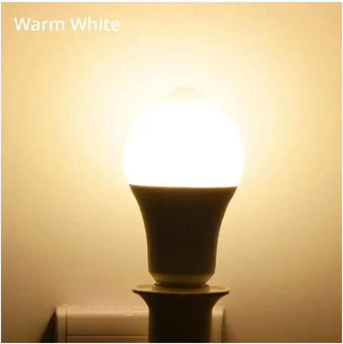 Warm White Умный датчик движения светодиодный лампочки 110 В 220 В E27 12 Вт 18 Вт спальня лампа кухонный шкаф освещение прохода коридора безопасности освещения - Цвет: Warm White