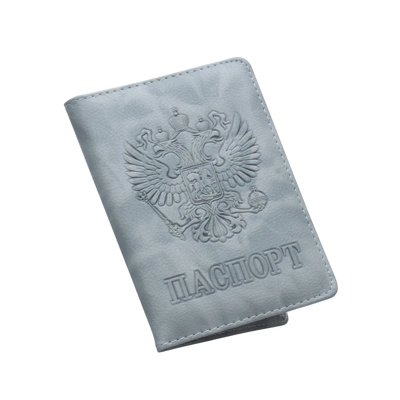 Премиальная Обложка для паспорта России, 19 цветов, кожаная мужская Обложка для паспорта и путешествий, кошелек для паспорта, женский пакет для удостоверения личности и карт - Цвет: Gray A