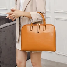 Женский деловой портфель для ноутбука, дамская сумка на плечо из натуральной кожи 13 14 дюймов, Женская портативная офисная сумка для ноутбука