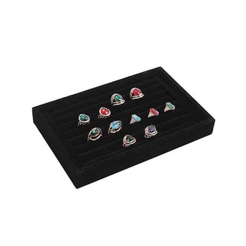 

Soft Black Ring Earrings Velvet Jewellery Display Cufflinks Storage Case Holder^
