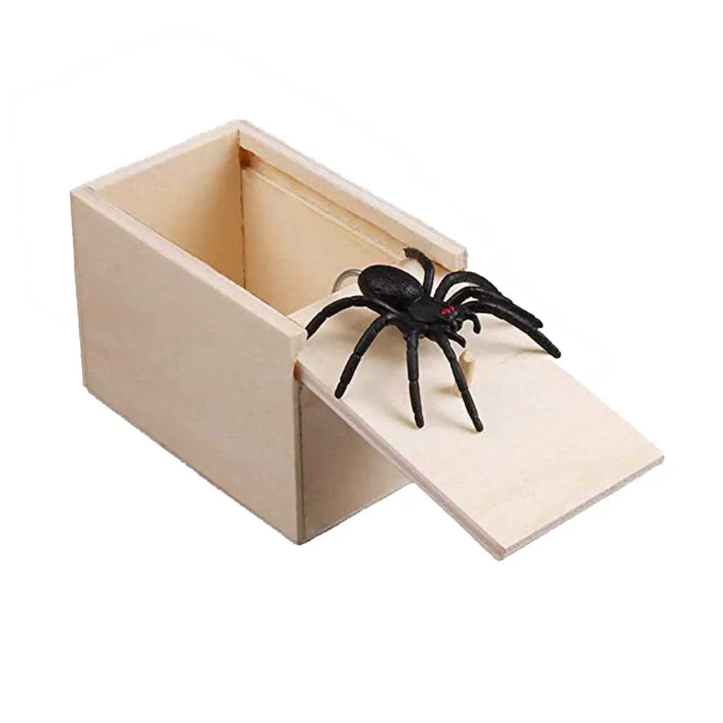 Подарочная Деревянная шалость, практичная шутка для дома и офиса, пугающая игрушка, забавная пугающая коробка, кляп-паук, забавная шутка, подарок 918