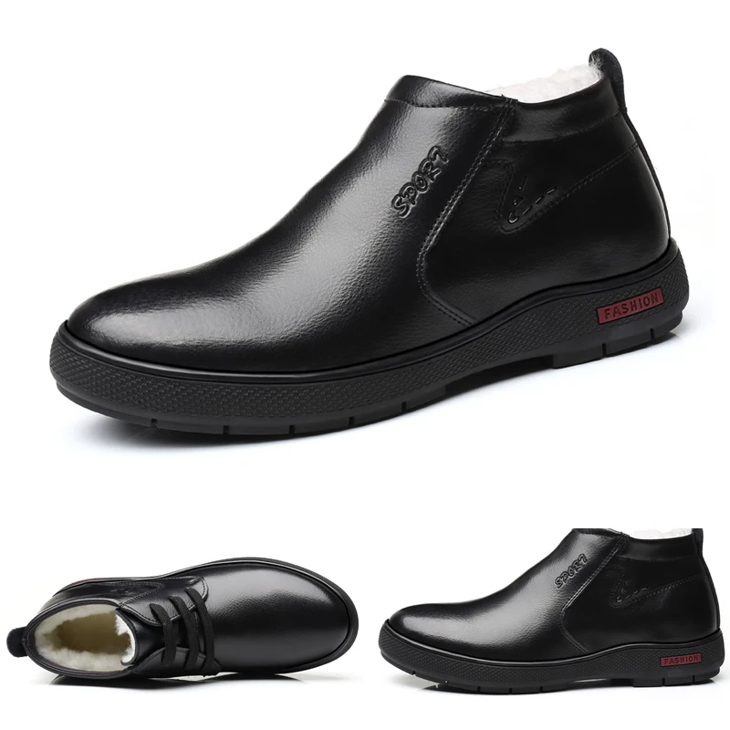 Men Boots Shoes Footwear Ankle Winter Genuine-Leather Casual Fashion Warm Autumn Lace-Up