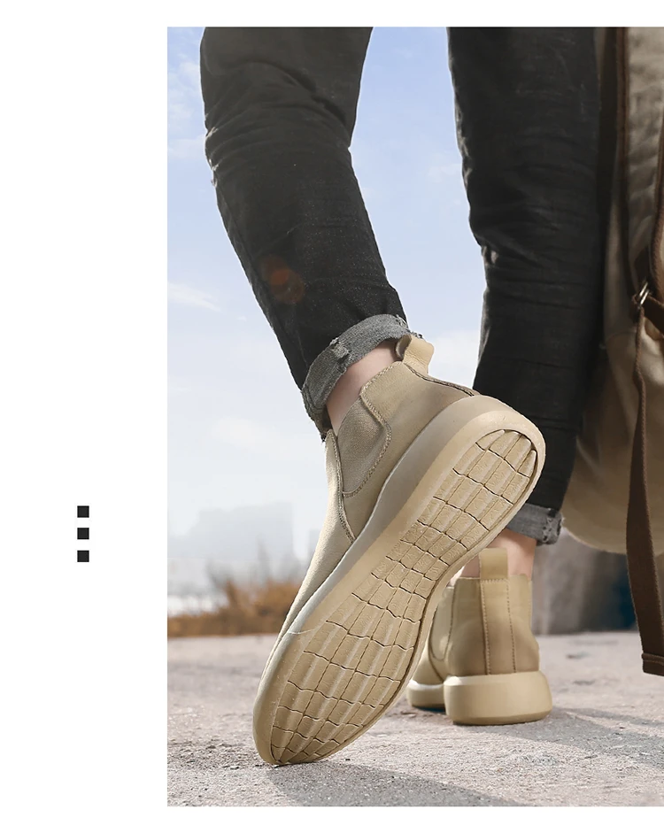 Мужские кожаные ботинки модные мужские ботинки из флока осенне-зимние ботинки ботильоны в простом стиле на нескользящей подошве мужские кроссовки