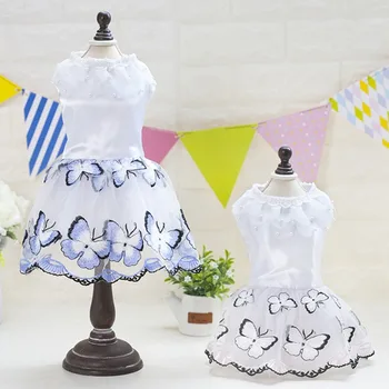 

Big Dog Clothes Butterfly Clothing Pet Super Dogs Soft Outfits Cute Animal Dress Suit Chihuahua Print Summer White Girl Collar