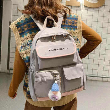 

Harajuku Teen Girls Backpacks for High School Bag Nylon Backpack Women Multifunctional Pocket Design Backbag College Style 2020