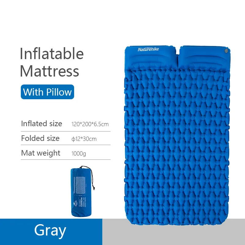 Blue and air bag Naturehike 2 человек Открытый походный Коврик Яйцо Слот надувной матрас Сверхлегкий Палатка кровать спальный коврик с надувным мешком - Цвет: Blue and air bag