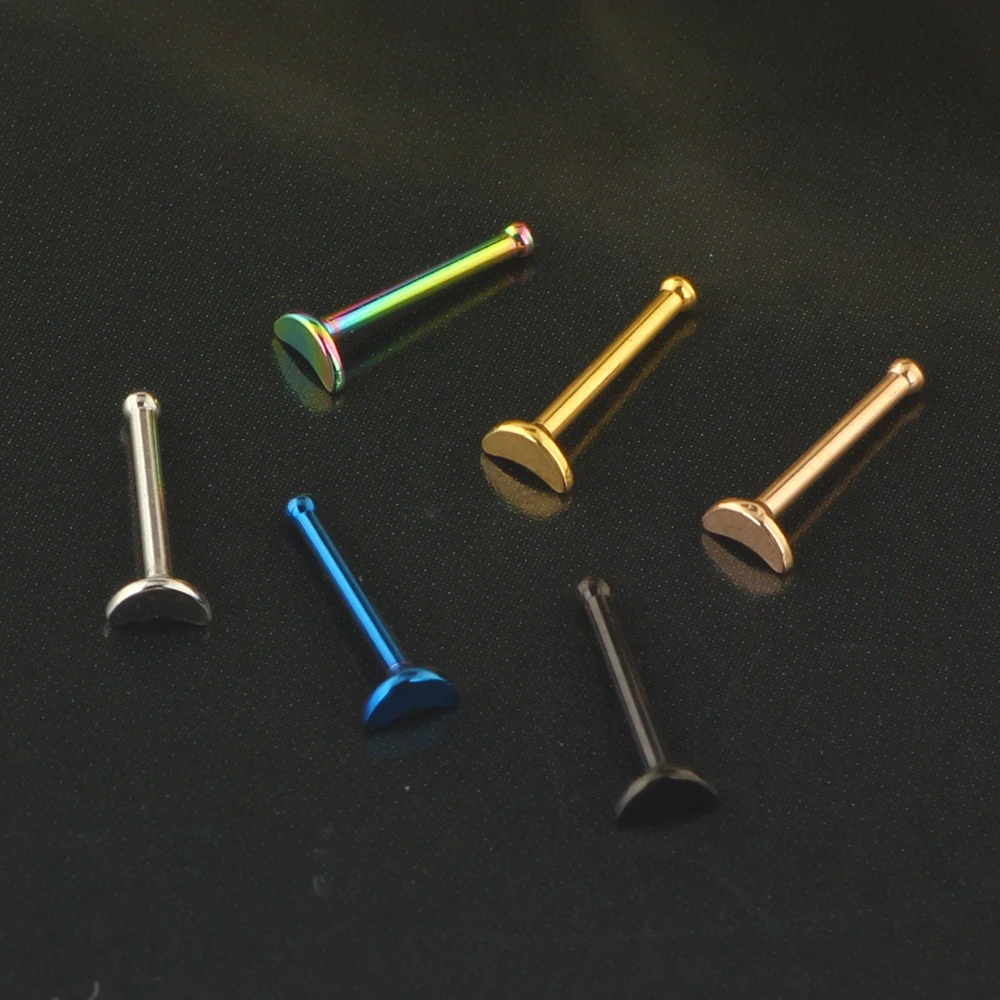 50Pcs 20G Bone Shape Nose Studs Nose Ring Hoop Stainless Steel Nose Piercings for Men Women CZ Clear Nose Stud Set Studs