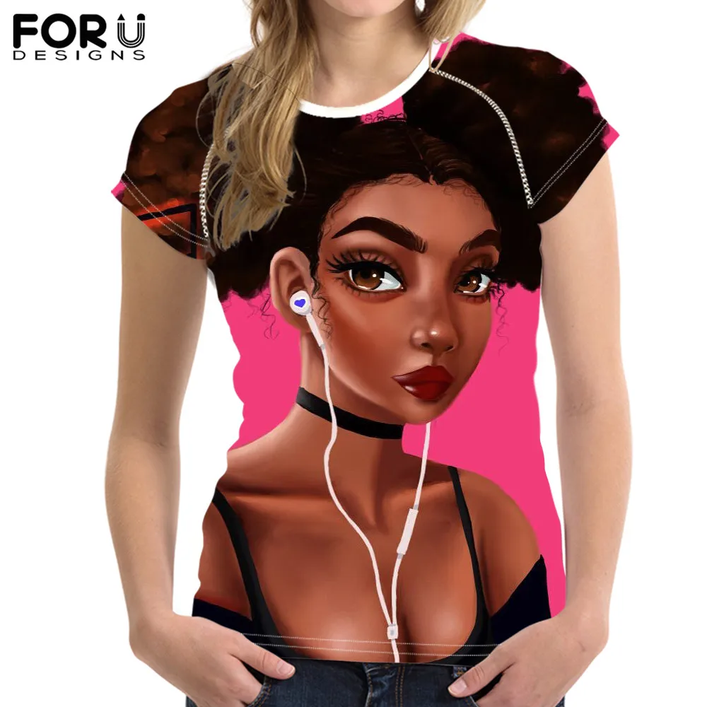 FORUDESIGNS/африканская футболка с 3D принтом для девушек, женская одежда, летняя женская футболка s Harajuku, женская футболка Femme