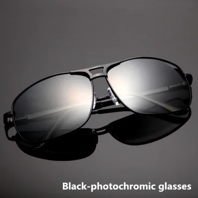 ZHIYI, специальные очки для вождения автомобиля в ночное время, мужские Hd видения, поляризованные фотохромные солнцезащитные очки, квадратные очки ночного видения, анти-УФ - Название цвета: Black-photochromic