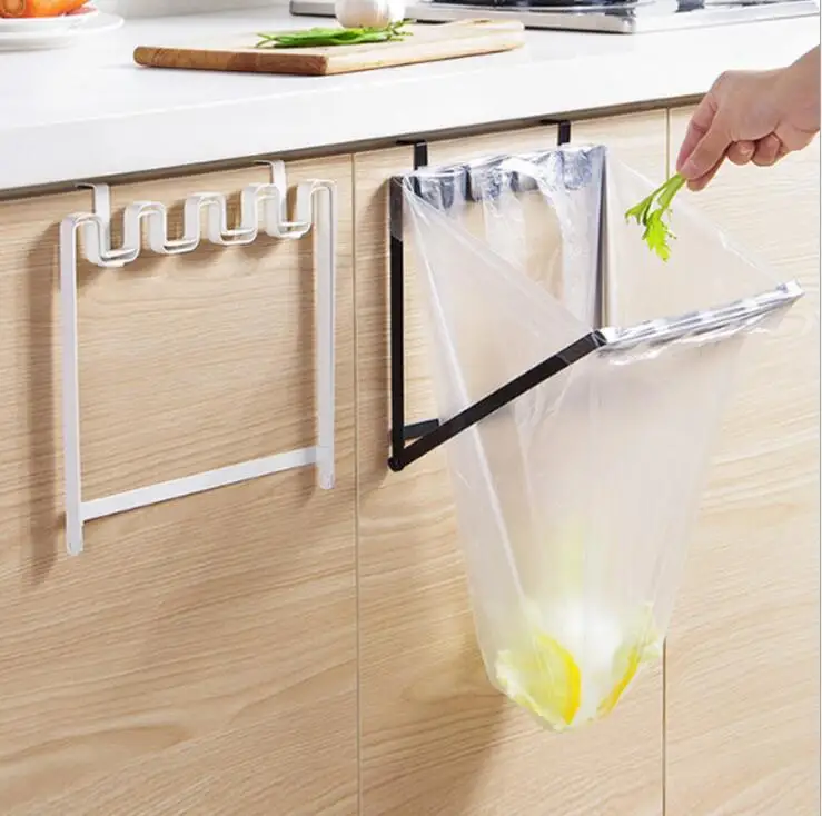 

Door Back Hanging Trash Rack Storage Kitchen Garbage Rubbish Bag Can Holder Hanging Kitchen Cabinet Trash Rack Metal Iron Garbag